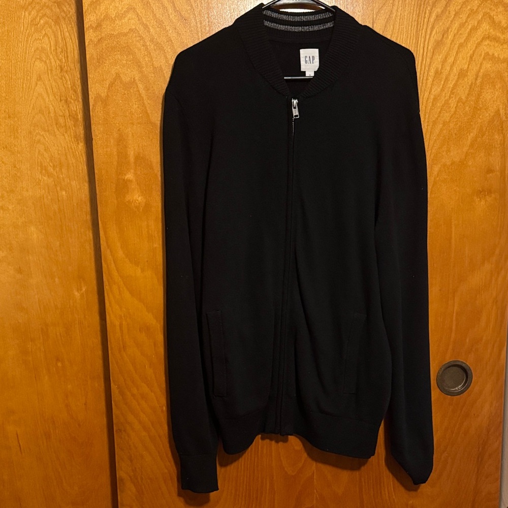 GAP Men's Zip-Up Black Sweater